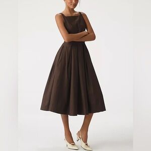 Reformation Jovana Square-Neck Brown Midi Dress